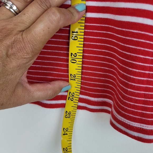 Gap The Bowery Super Soft boat neck red tee white stripes 3/4 sleeves nautical M - Picture 10 of 10
